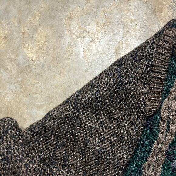 Vintage 90s CC Sport Brown Loose Knit Pattern Sweater - Picture 3 of 4